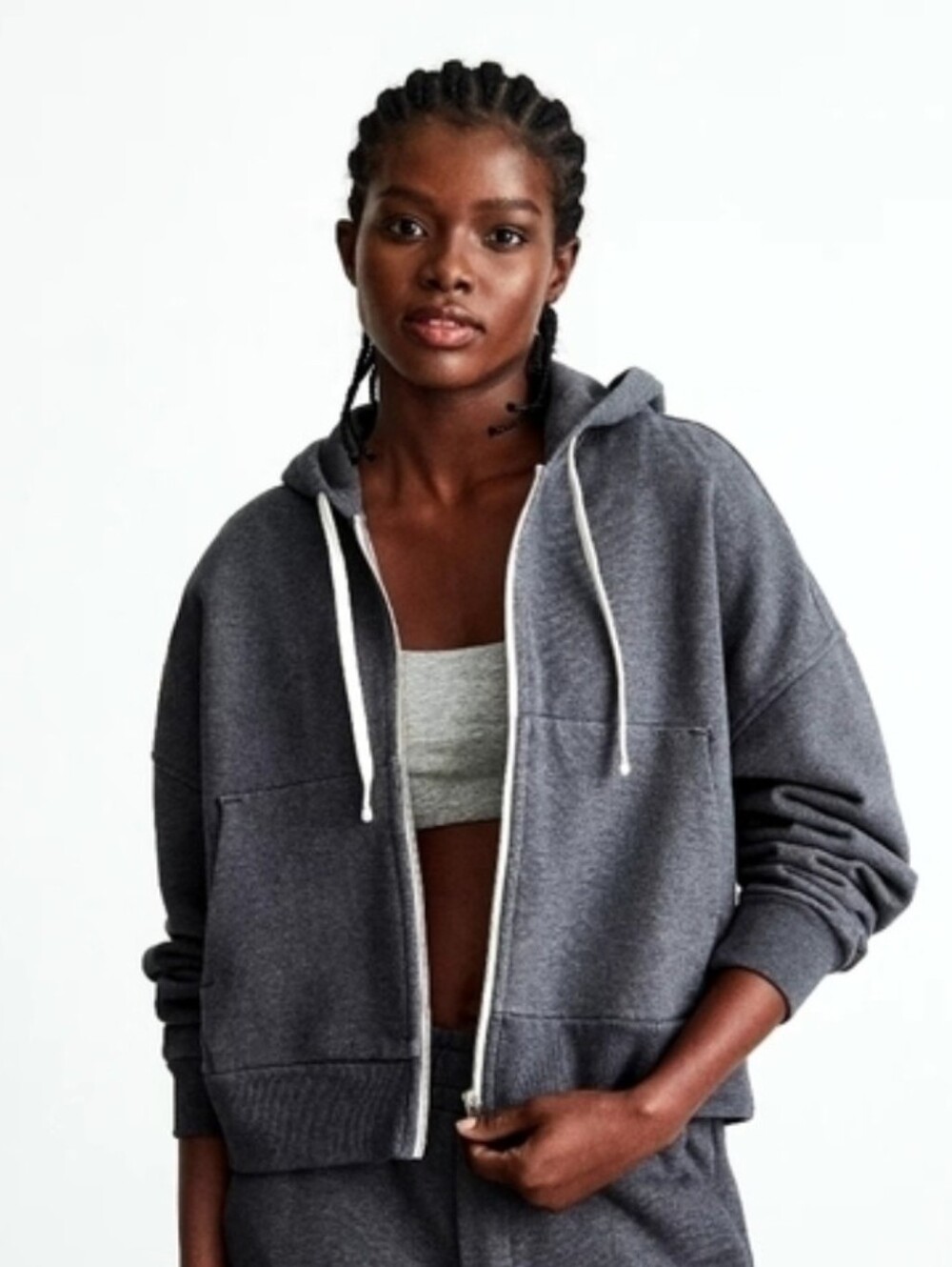 Everlane Organic Cotton Dark Gray Zip Up Hoodie Size Small